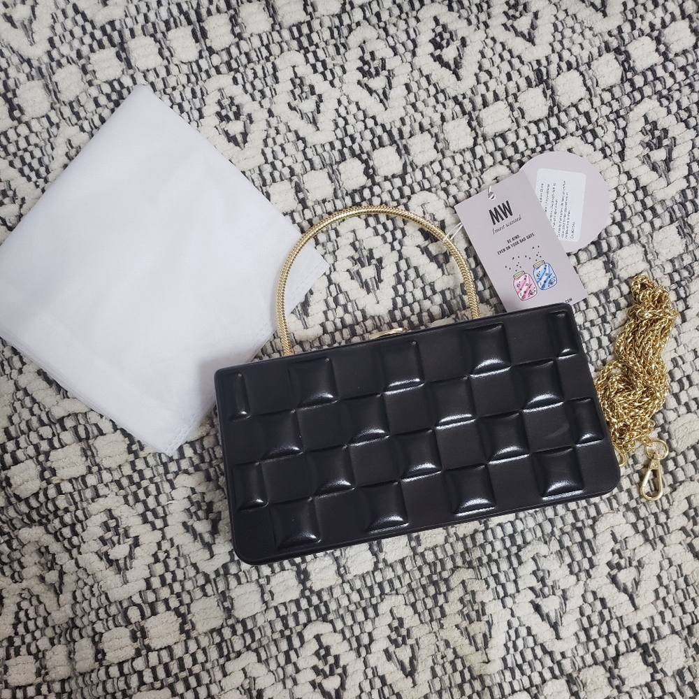 MW Black Box Gold Chain Clutch Crossbody Bag